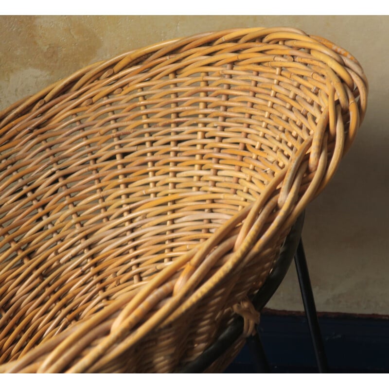 Pair of vintage bamboo and iron pod chairs 1960s