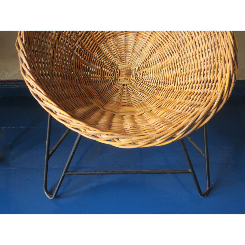 Paire de chaises pod vintage en bambou et en fer 1960