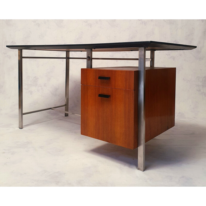 Vintage teak and chrome desk 1960s