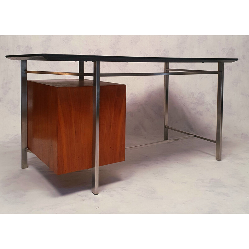 Vintage teak and chrome desk 1960s