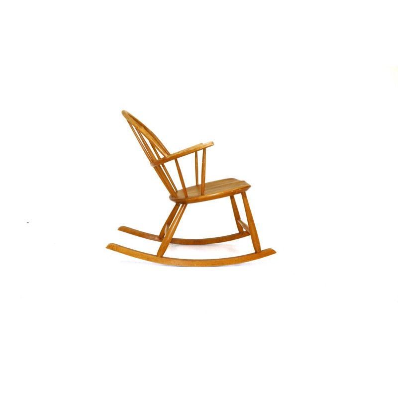 Vintage beech rocking chair by Nesto Stolfabrik Sweden 1960s