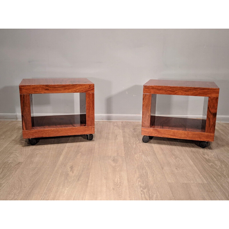 Pair of vintage mobile bedside tables