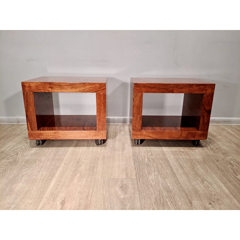 Pair of vintage mobile bedside tables