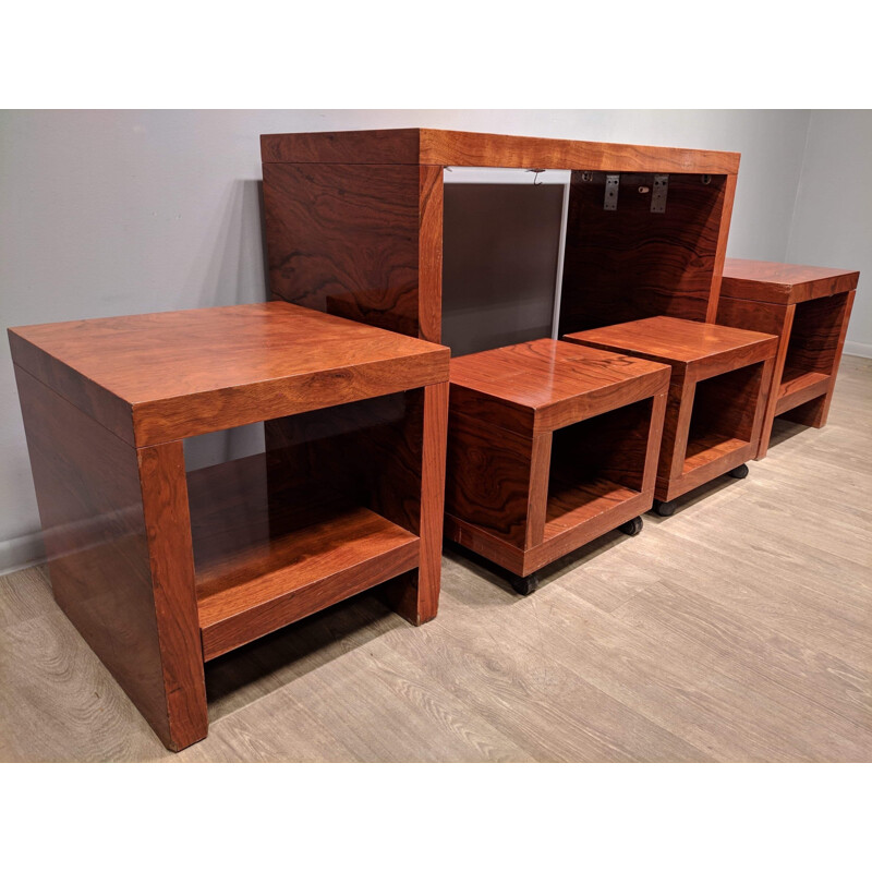 Pair of vintage mobile bedside tables