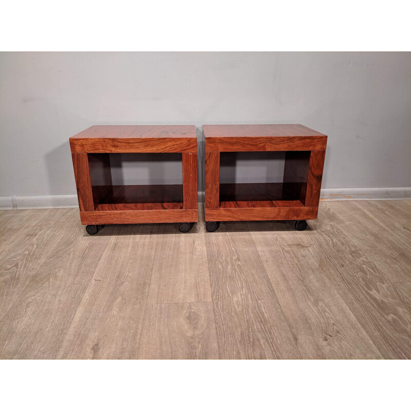 Pair of vintage mobile bedside tables