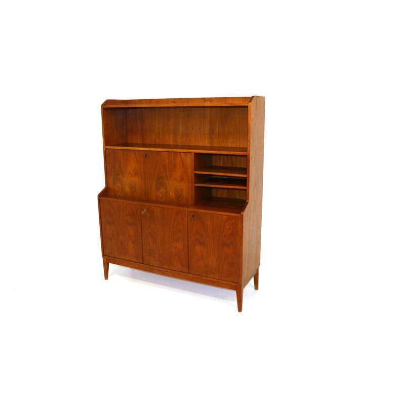 Vintage walnut bookcase Sweden 1960s