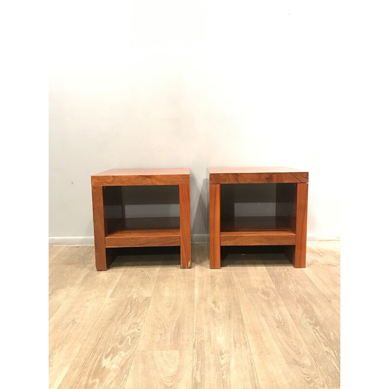 Pair of vintage veneer bedside cabinets