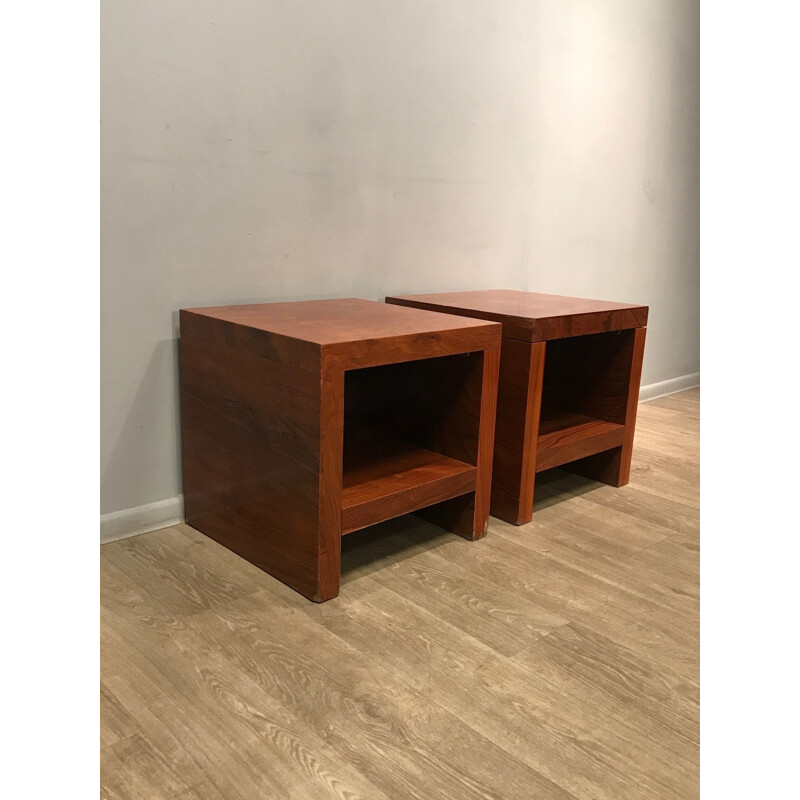 Pair of vintage veneer bedside cabinets