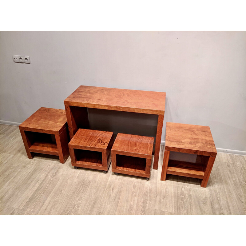 Pair of vintage veneer bedside cabinets