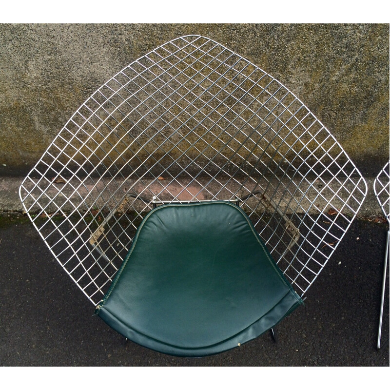 Pair of Knoll "Diamond" armchairs in chromed metal, Harry BERTOIA - 1970s