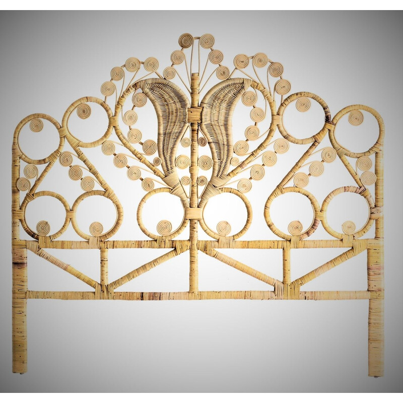 Vintage headboard Rattan  Peacock