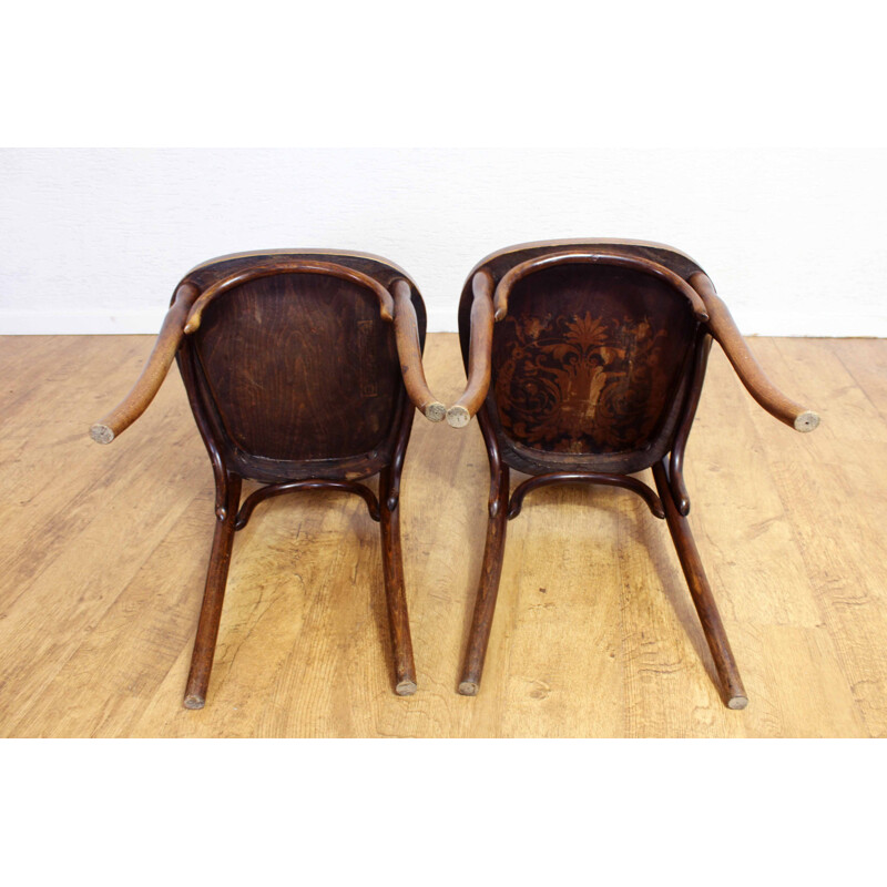 Paire de chaises antiques vintage avec décor de Jacob & Josef Kohn