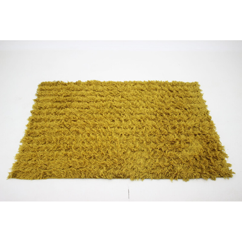 Vintage-Teppich aus gelber Wolle Dänemark 1960