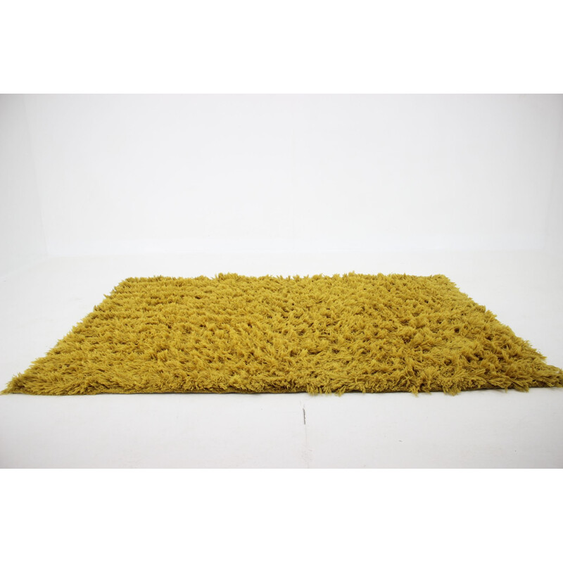 Vintage yellow wool carpet Denmark 1960s