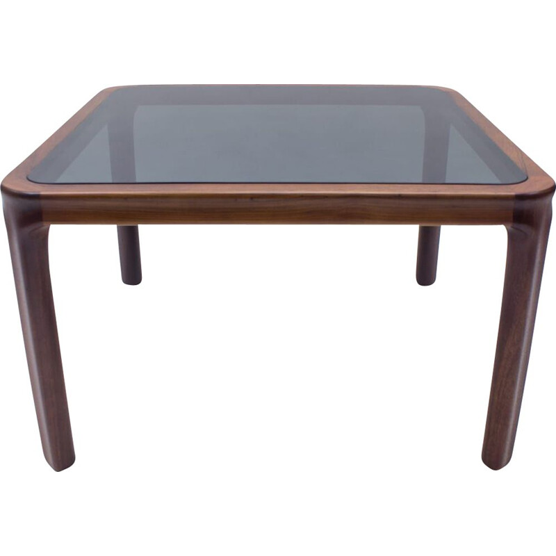 Vintage scandinavian rosewood and smoked glass coffee table 1960s