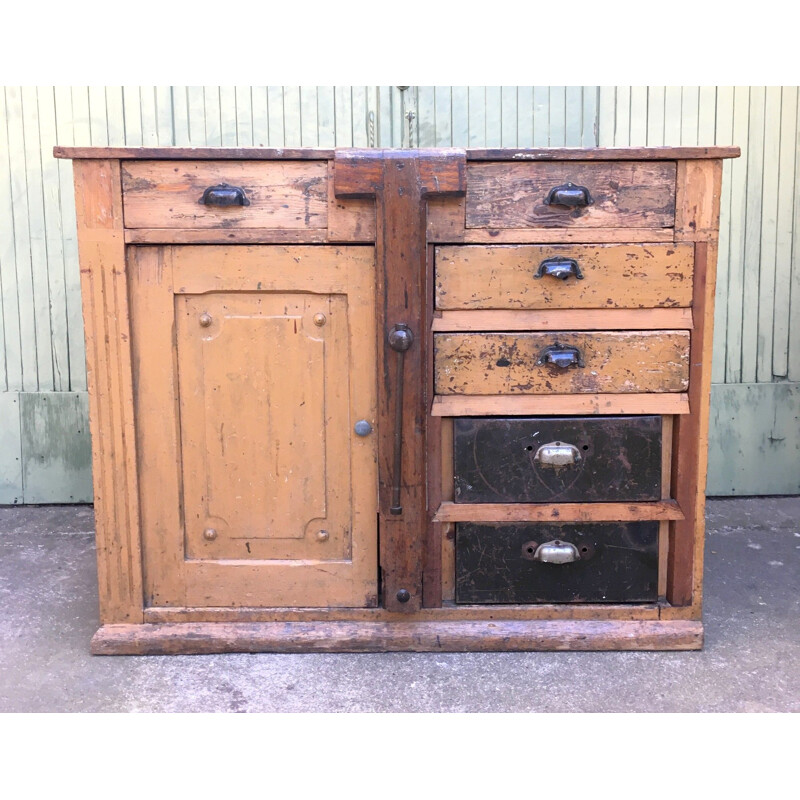 Vintage solid wood workbench 1950s