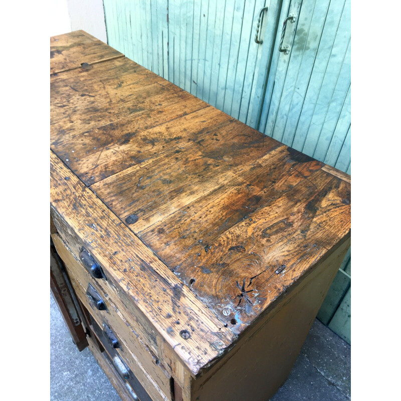 Vintage solid wood workbench 1950s