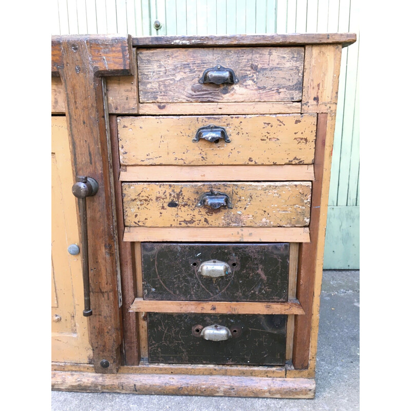 Vintage solid wood workbench 1950s