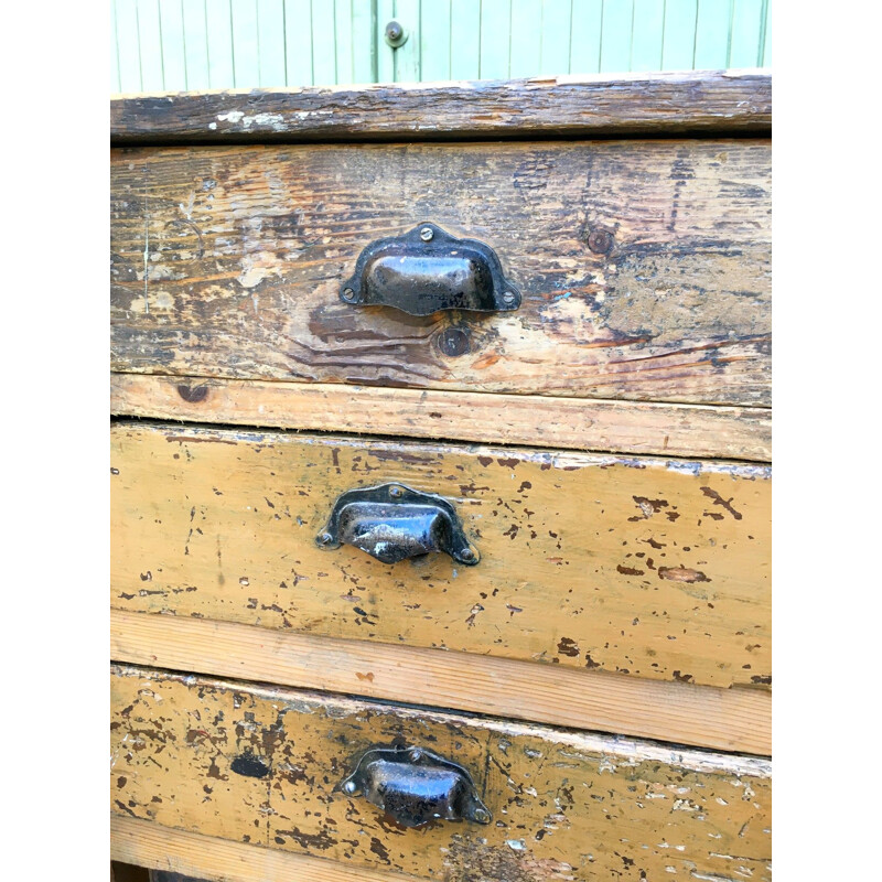 Vintage solid wood workbench 1950s