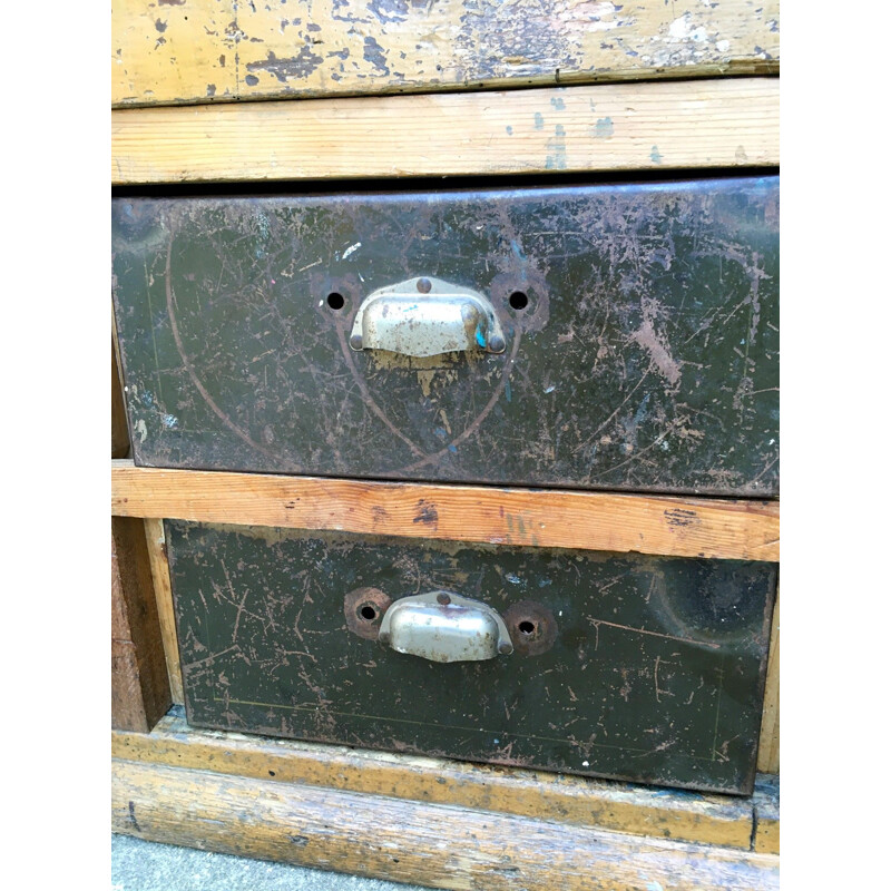 Vintage solid wood workbench 1950s