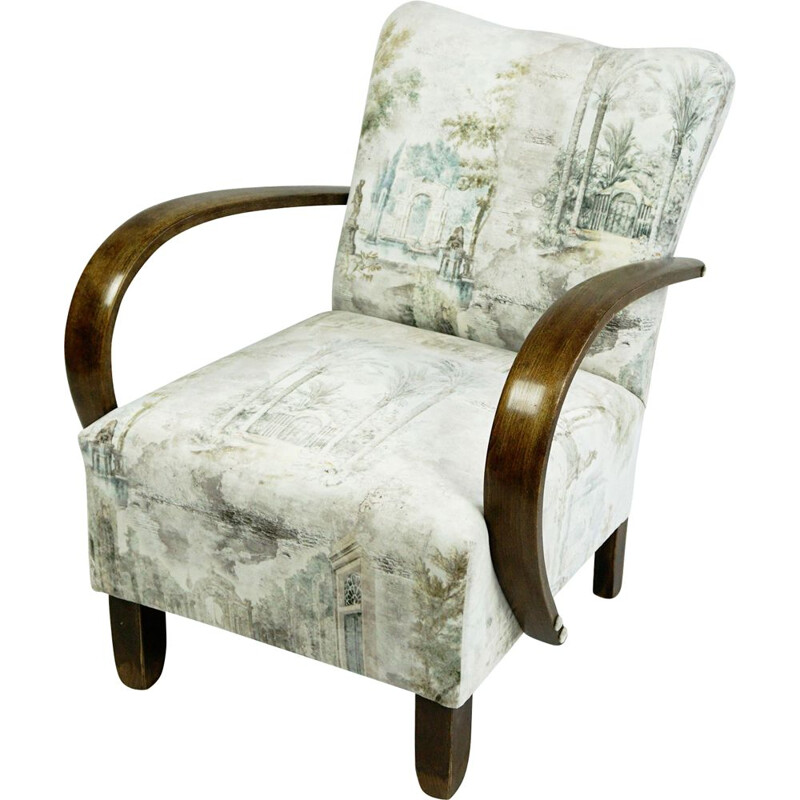 Vintage fauteuil met nieuw fluweel