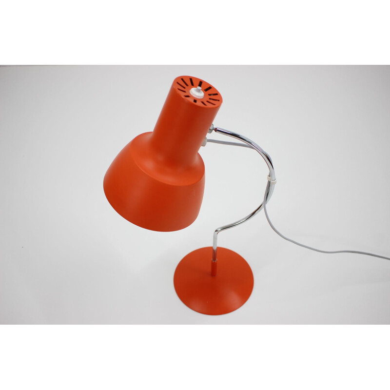 Lampe de bureau vintage rouge orange Josef Hurka Tchécoslovaquie 1960