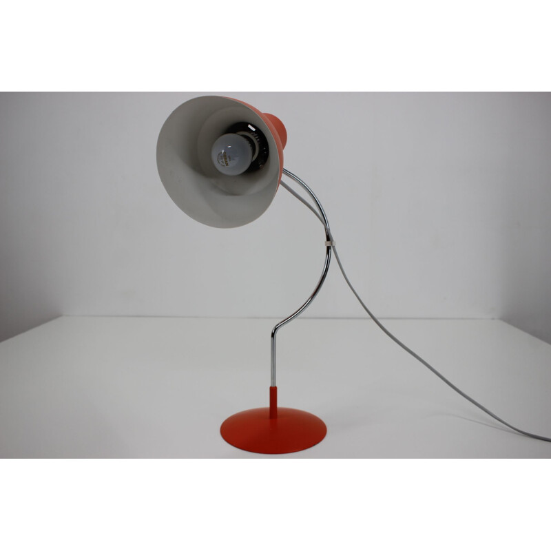 Vintage desk lamp red orange Josef Hurka Czechoslovakia 1960s