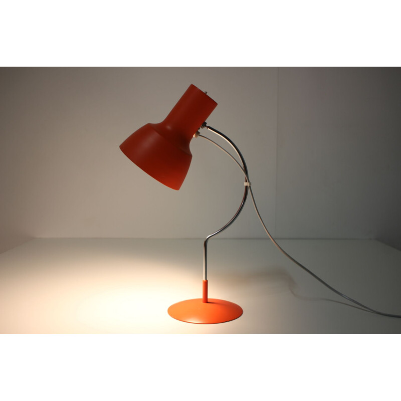 Lampe de bureau vintage rouge orange Josef Hurka Tchécoslovaquie 1960