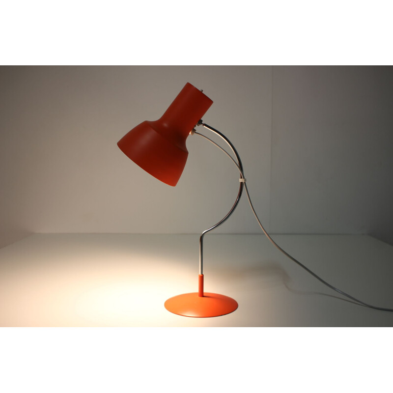 Vintage desk lamp red orange Josef Hurka Czechoslovakia 1960s