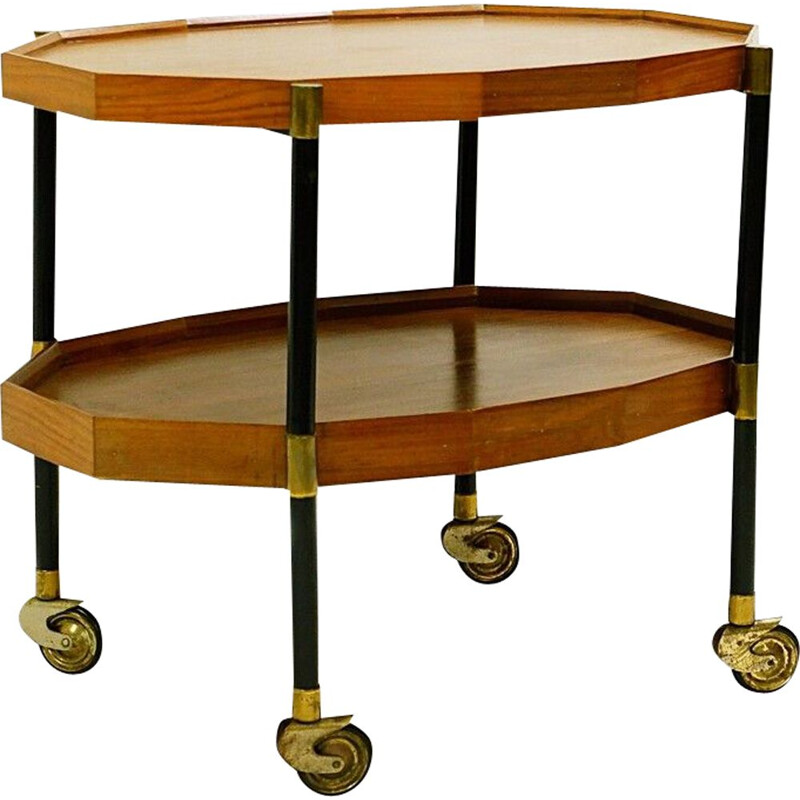 Vintage double shelf serving trolley by Bergonzi Italy 1950s