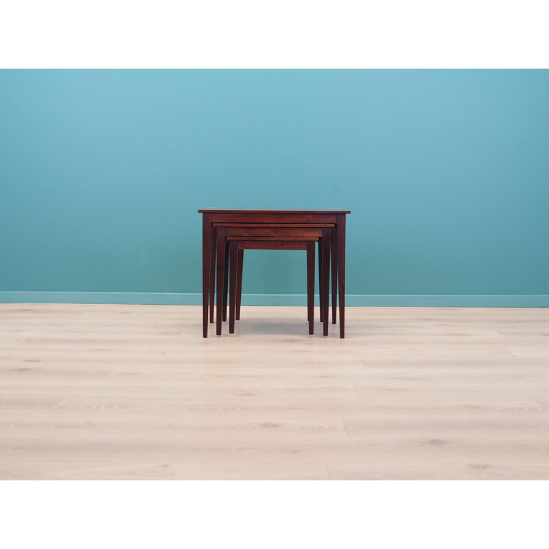 Set of 3 vintage rosewood tables Denmark 1960s