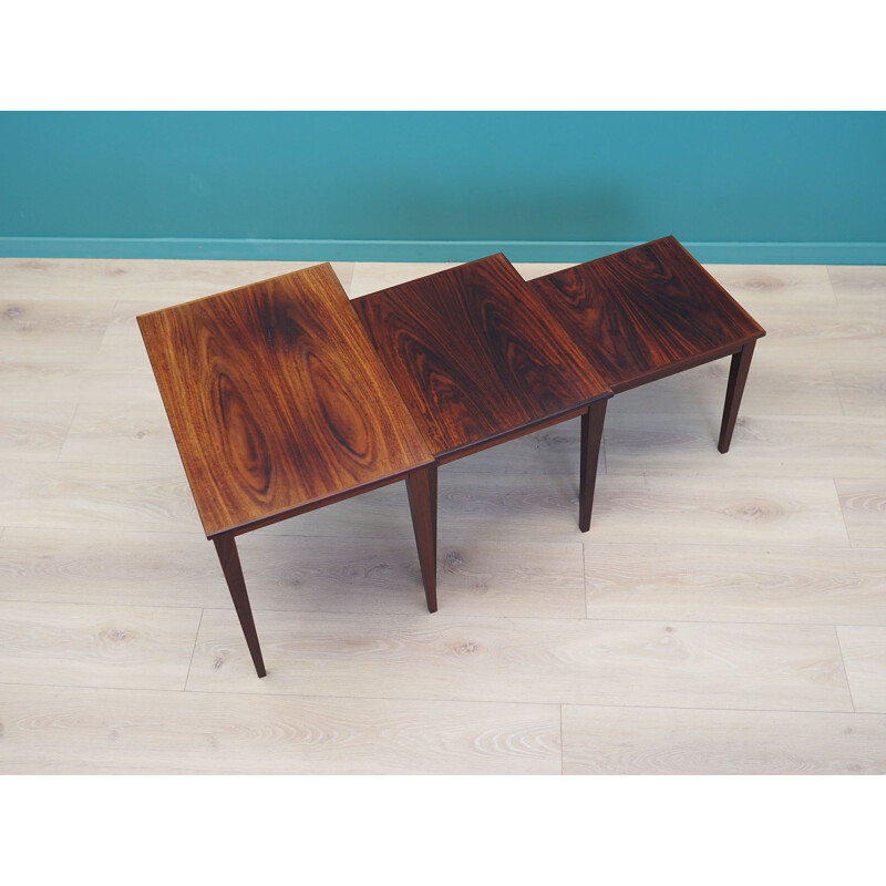 Set of 3 vintage rosewood tables Denmark 1960s