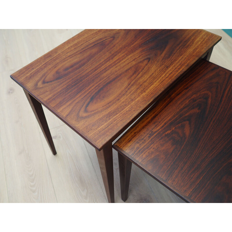 Set of 3 vintage rosewood tables Denmark 1960s