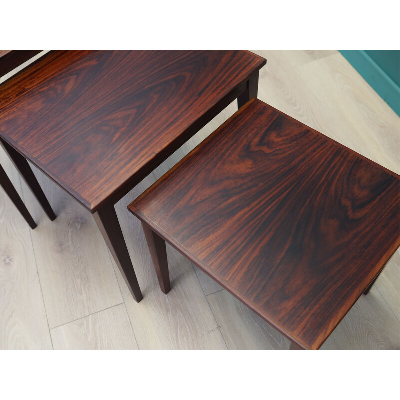 Set of 3 vintage rosewood tables Denmark 1960s