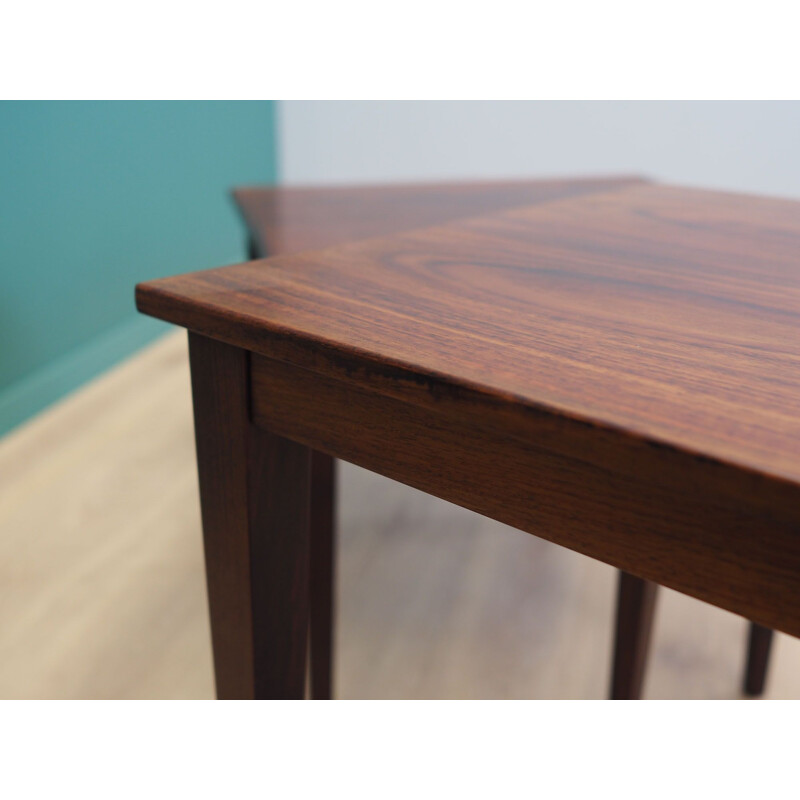 Set of 3 vintage rosewood tables Denmark 1960s