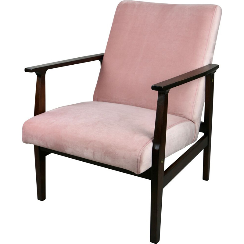 Vintage pink velvet armchair 1970s