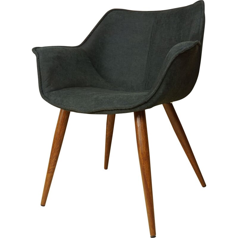 Vintage fabric and metal armchair