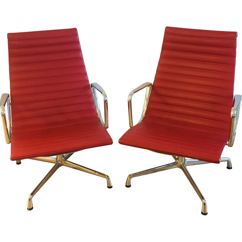 Paar vintage leren stoelen 1958