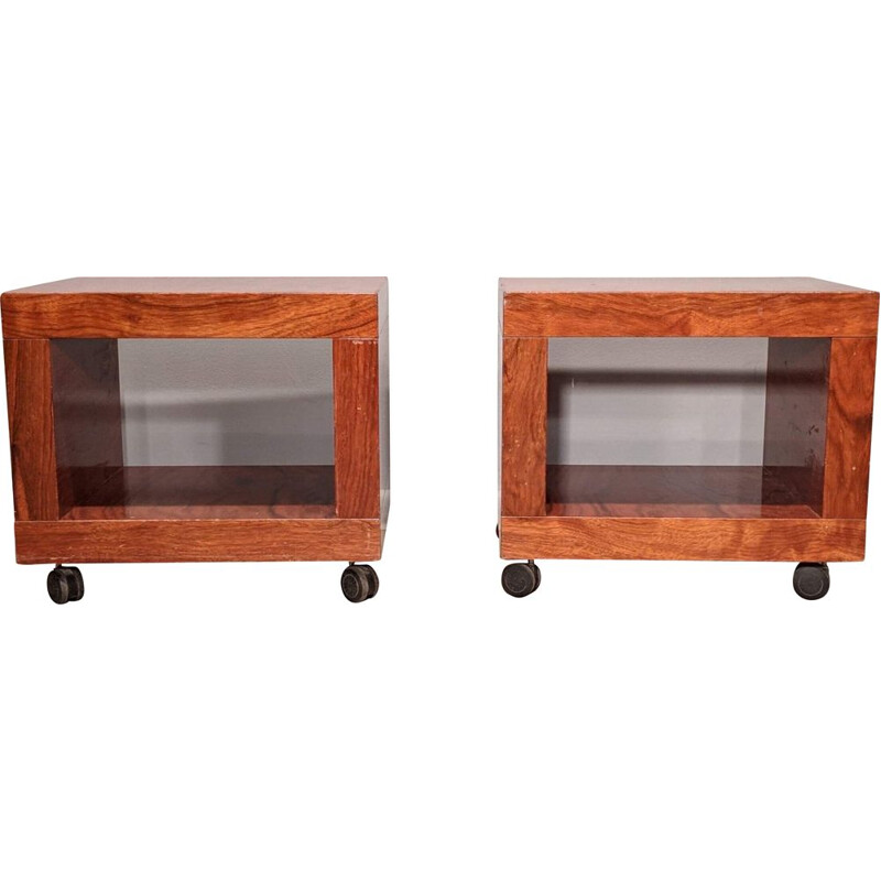 Pair of vintage mobile bedside tables