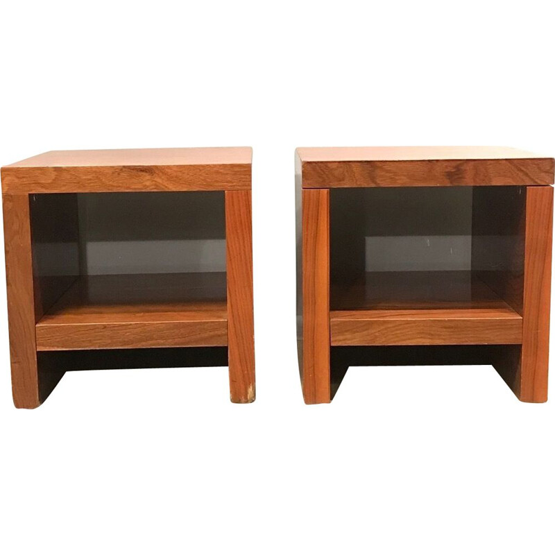 Pair of vintage veneer bedside cabinets