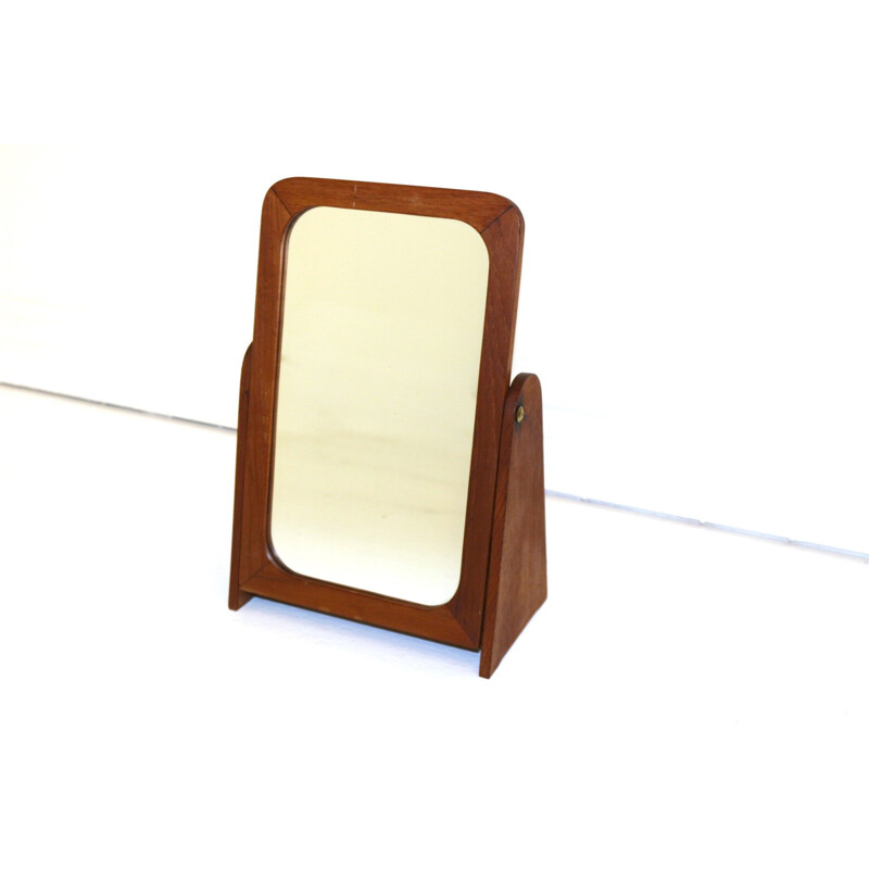 Vintage teak table mirror Sweden 1950s