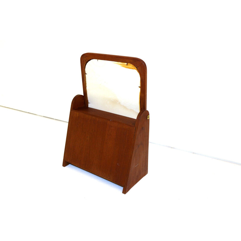 Vintage teak table mirror Sweden 1950s