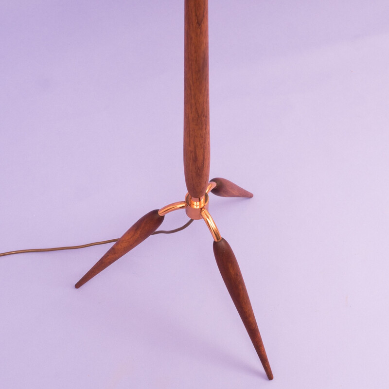 Floor lamp in teak and copper - 1960s