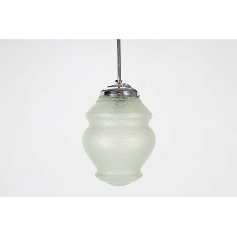Vintage hanging lamp green glass  1930s