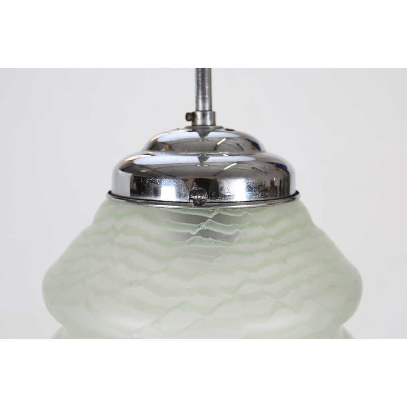 Lámpara colgante de cristal verde de los años 30