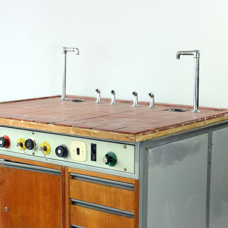 Table de laboratoire vintage industriel Tchécoslovaquie 1976