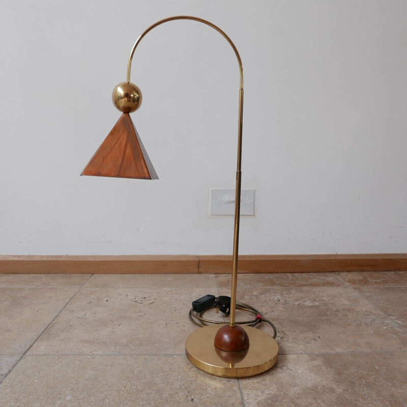 Juego de 4 lámparas de pie y de mesa vintage de latón y cobre Italia
