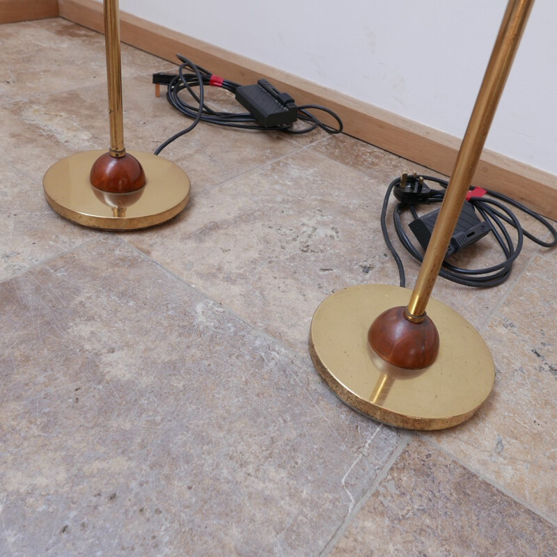 Set of 4 vintage brass and copper floor and table lamps Italy