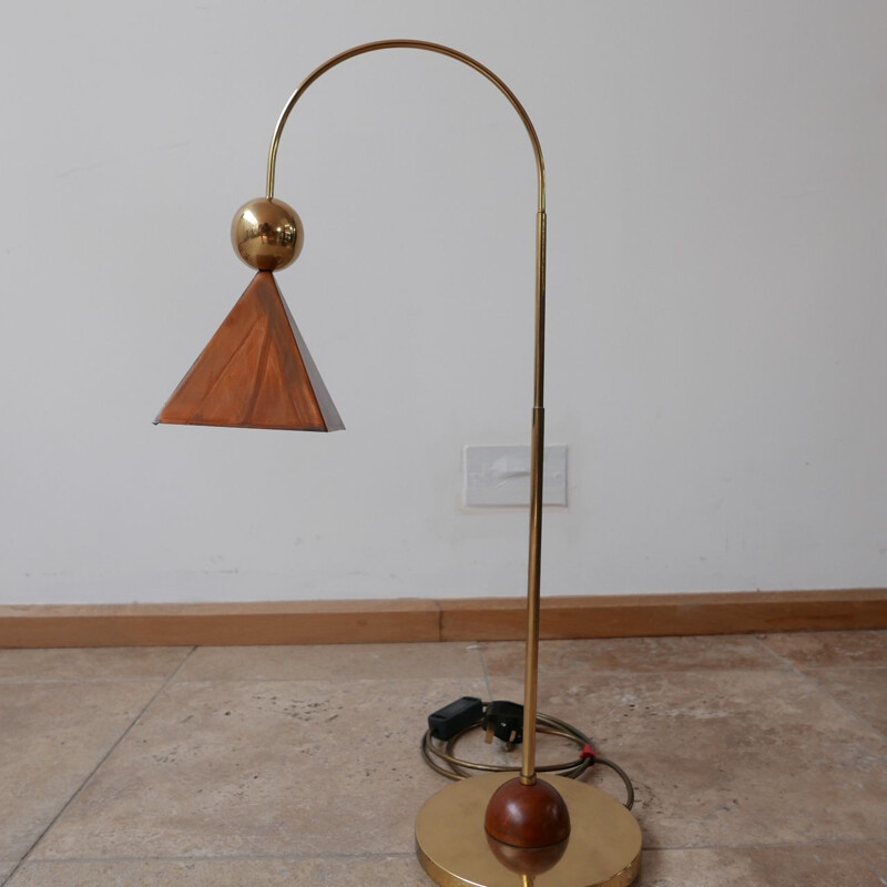 Set of 4 vintage brass and copper floor and table lamps Italy