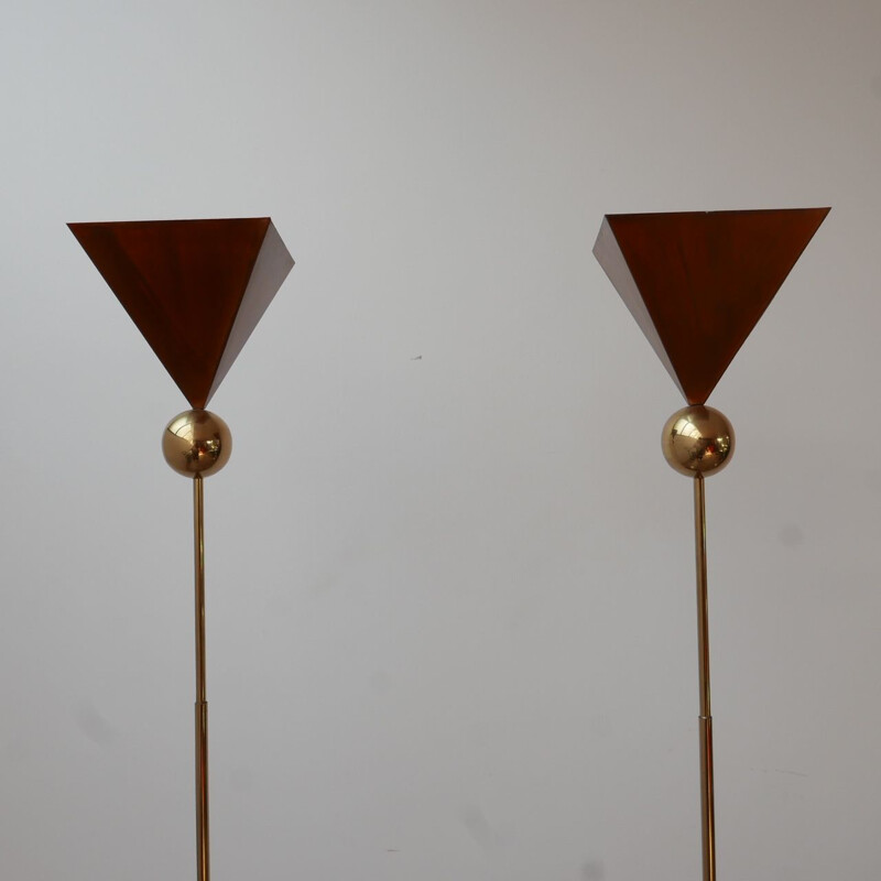 Set aus 4 Vintage Stehlampen und Tischlampen aus Messing und Kupfer Italien